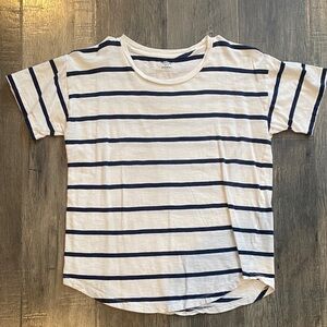 Madewell Women's Short Sleeve Tee - Navy and White Stripes